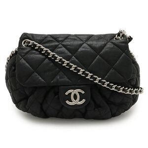 Chanel Lambskin Matelasse Chain Shoulder Bag Black
